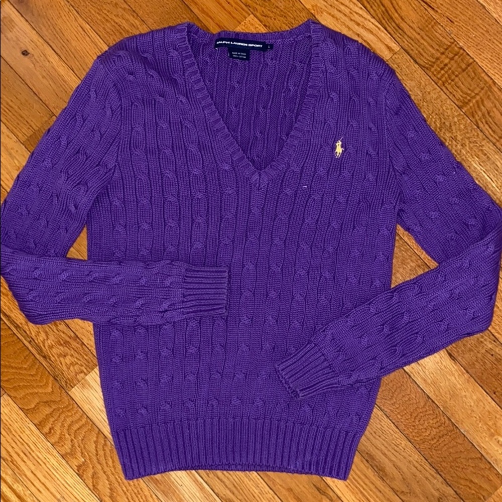 Ralph Lauren V-neck cable knit sweater